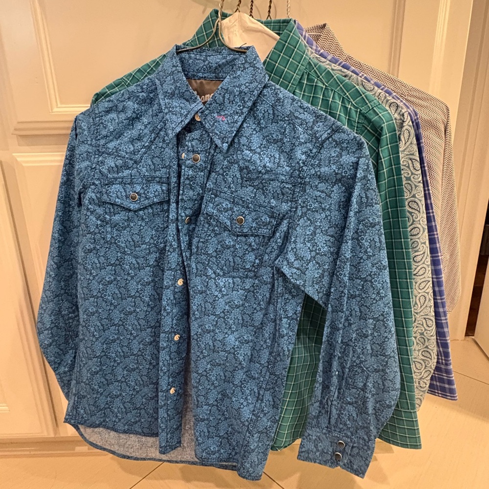 Lot of 5 Boys Wrangler Button down shirts size M